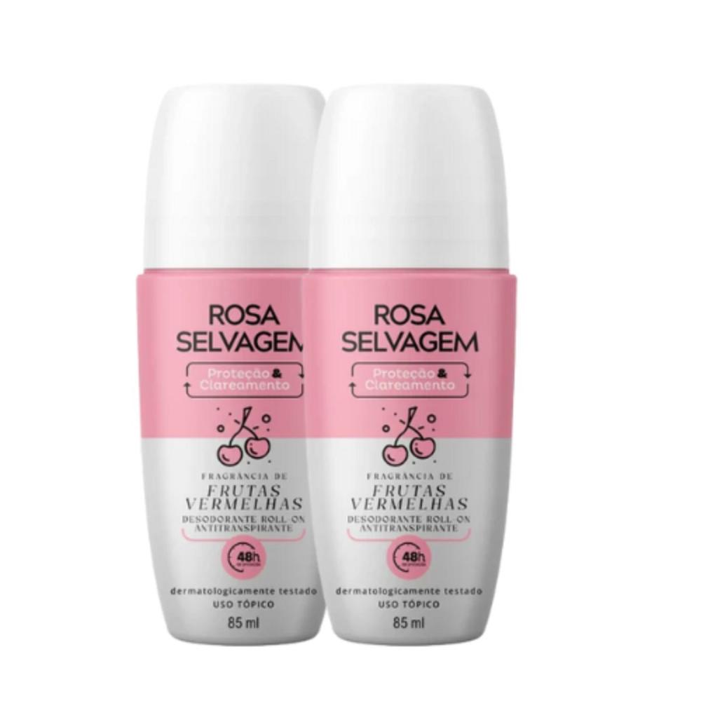 Kit 2 Desodorante Roll-on Rosa Selvagem Frutas Vermelhas 85ml