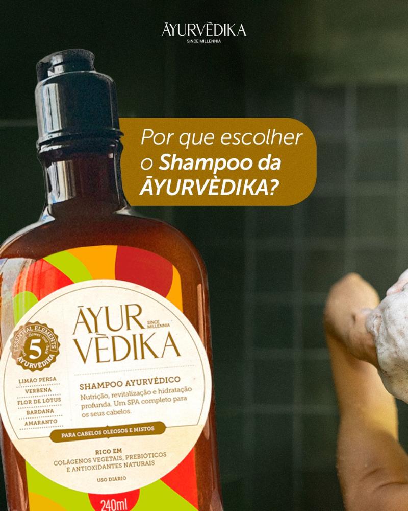 Shampoo Ayurvédika Cabelos Mistos e Oleosos Nutri e Hidrata 240ml