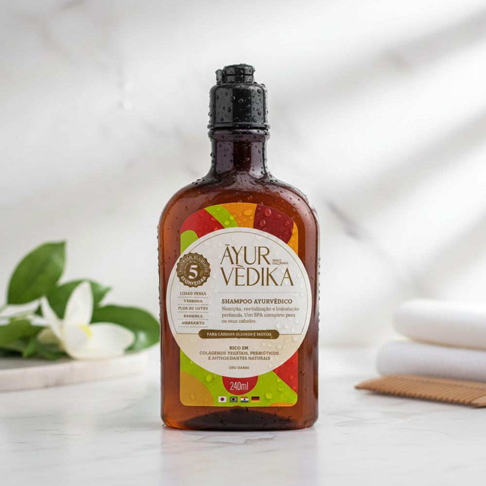 Shampoo Ayurvédika Cabelos Mistos e Oleosos Nutri e Hidrata 240ml