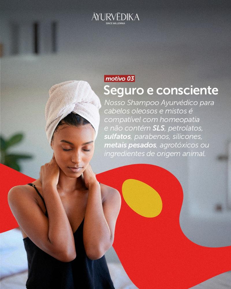 Shampoo Ayurvédika Cabelos Mistos e Oleosos Nutri e Hidrata 240ml