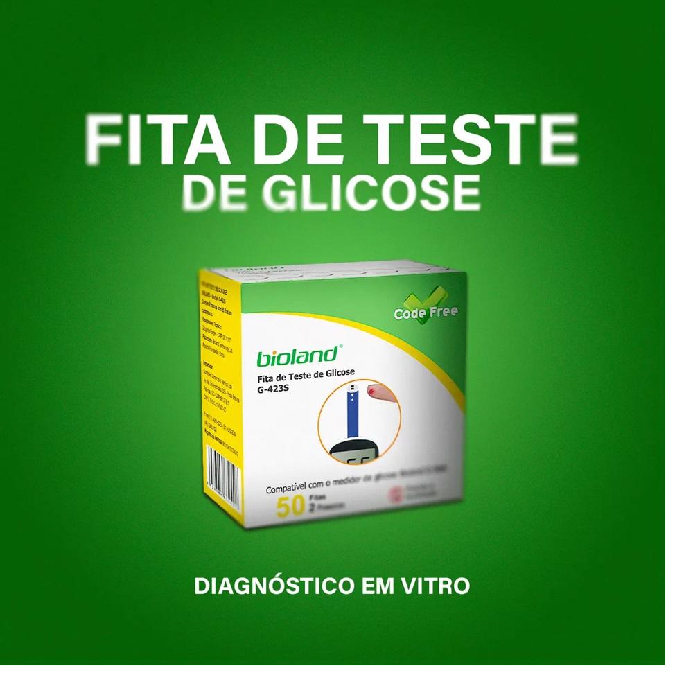 Tiras Fitas Medidor Glicemia Bioland G423s 50 Unidades
