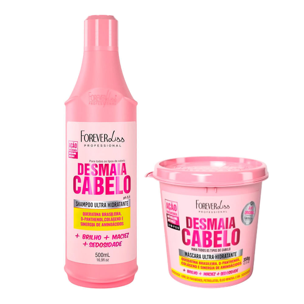 Kit Desmaia Cabelo Forever Liss Shampoo 500ml + Máscara Capilar 350g