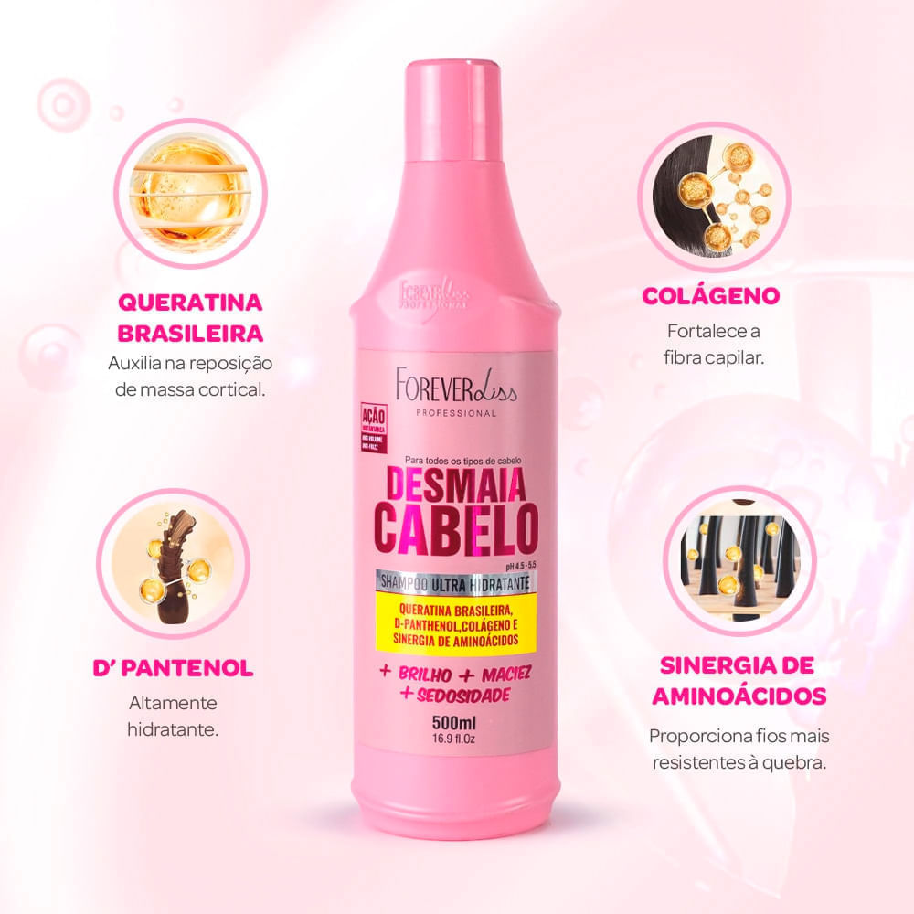 Kit Desmaia Cabelo Forever Liss Shampoo 500ml + Máscara Capilar 350g