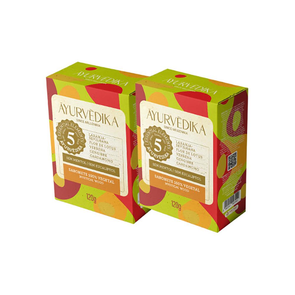 Kit 2 Sabonetes Barra Ayurvédika 100% Vegetais Mystical Wood Ayurvédika 120g