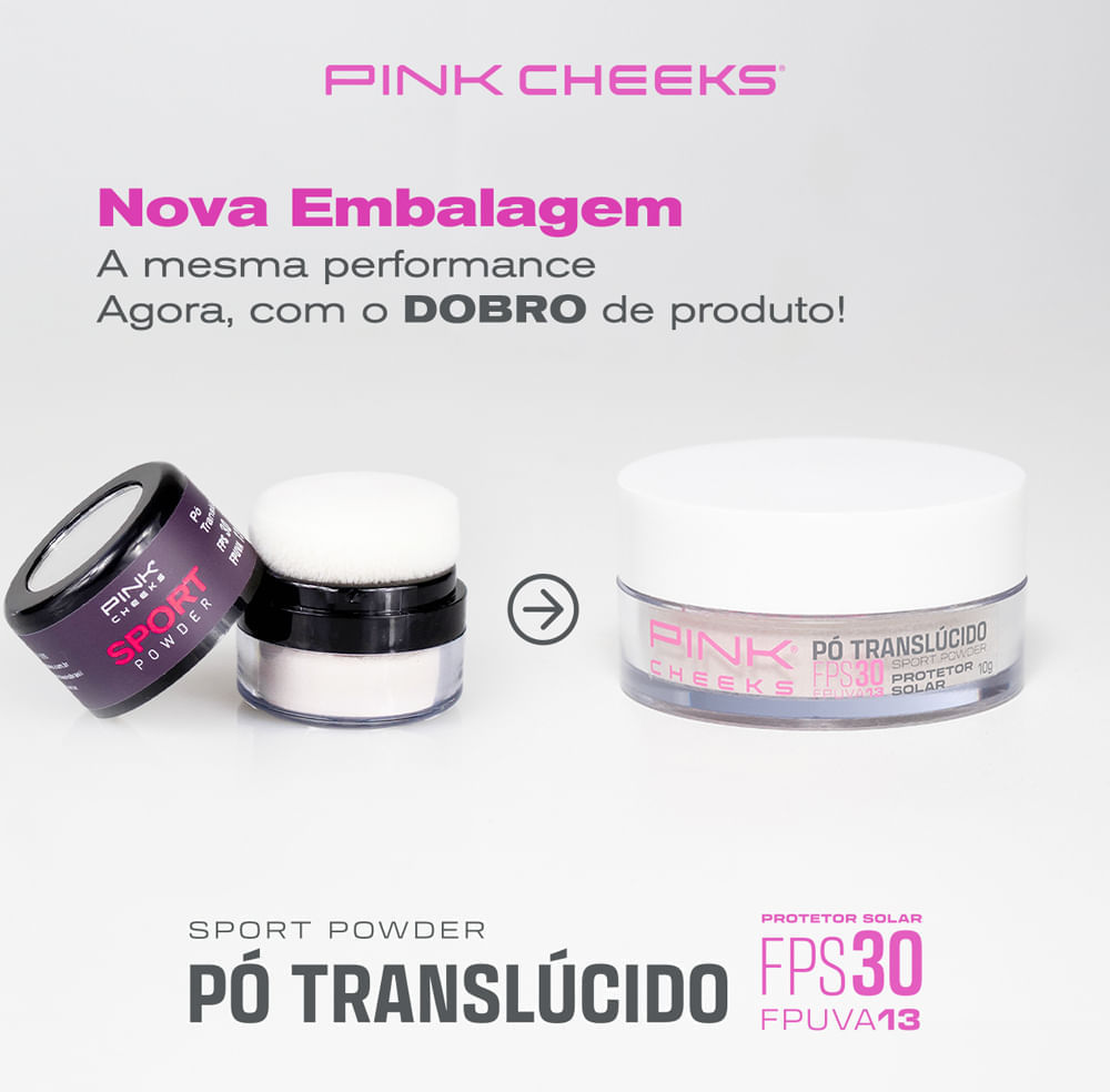 Pó Solto com Protetor Solar Matte Pink Cheeks Sport Powder Fps 30 Fpuva 13 Translúcido 10g