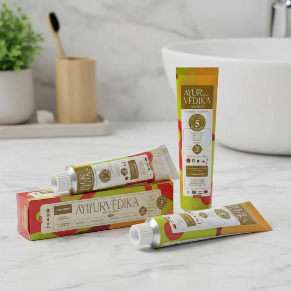 Kit 2 Cremes Dentais Veganos Ayurvédika Sem Flúor Cinnamon 100g