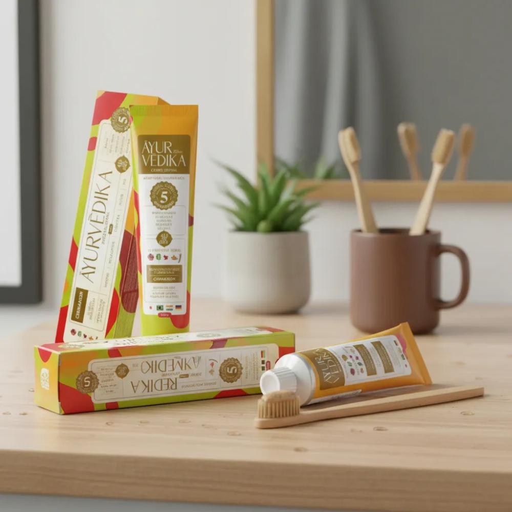 Kit 2 Cremes Dentais Veganos Ayurvédika Sem Flúor Cinnamon 100g
