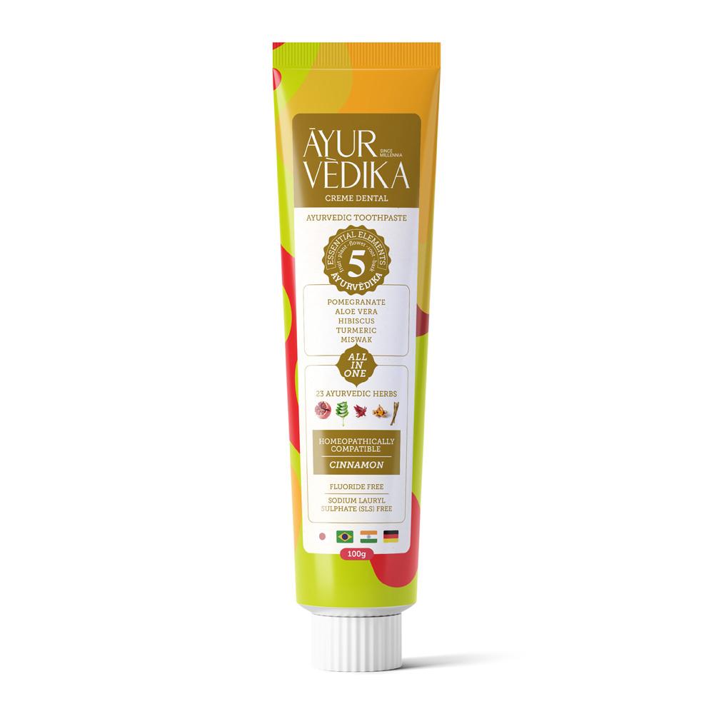 Kit 3 Cremes Dentais Cinnamon Sem Flúor Vegano Ayurvédico 100g