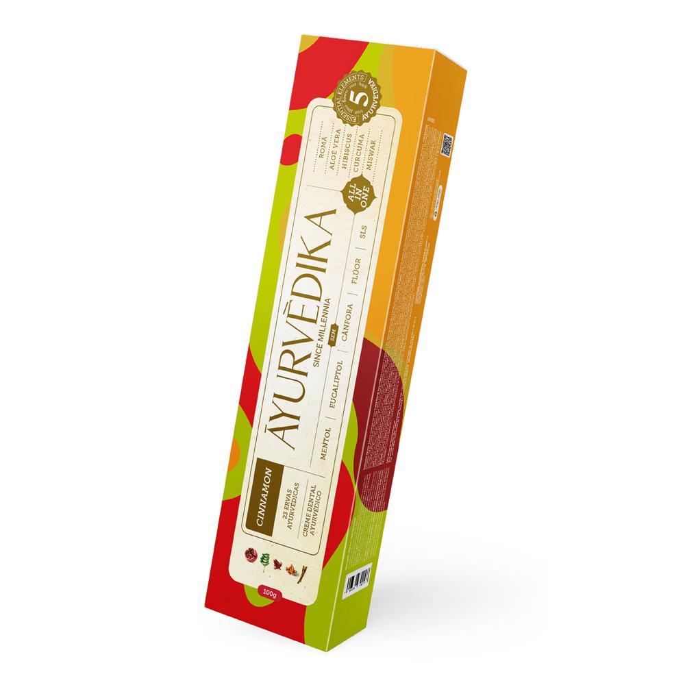 Kit 3 Cremes Dentais Cinnamon Sem Flúor Vegano Ayurvédico 100g