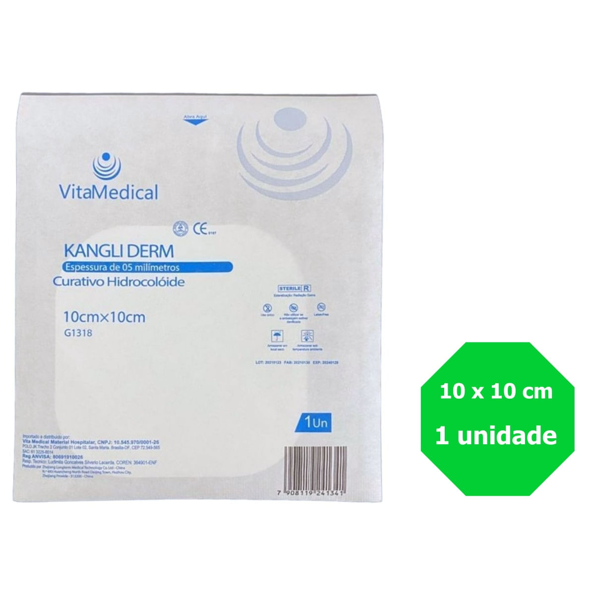 Curativo Hidrocoloide Kangli Derm Extrafino Vita Medical 10x10cm Unidade