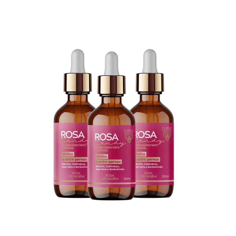 Kit 3 Sérum Hidratante Corporal Rosa Candy Rosa Selvagem 30ml