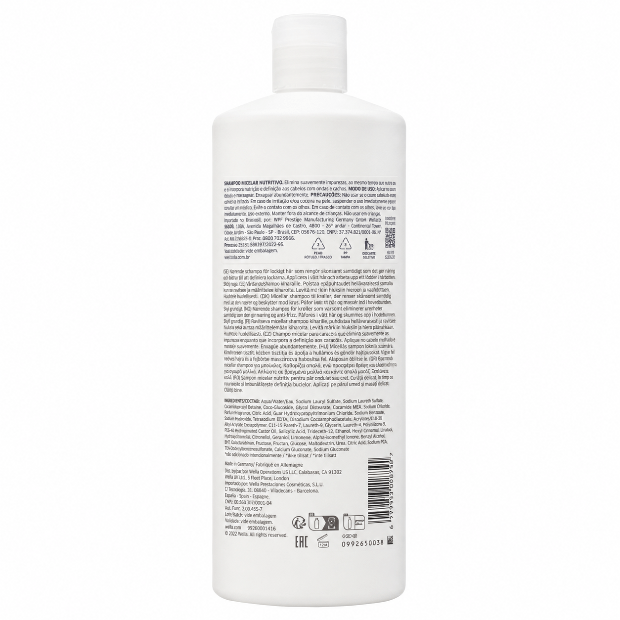 Shampoo Nutricurls Micellar Curls Wella Professionals 1L