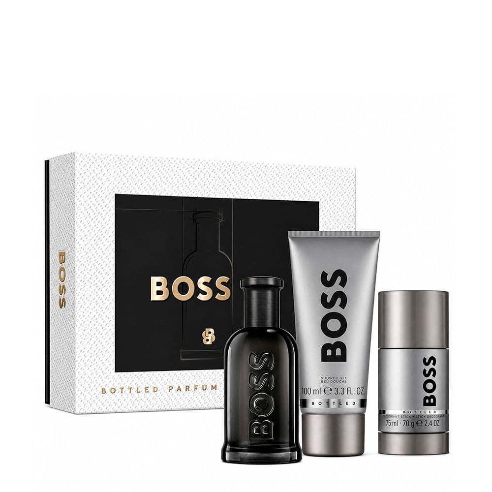 Kit Hugo Boss Bottled Masculino Eau de Parfum 100ml + Gel de Banho 100ml + Desodorante em Bastão 75ml