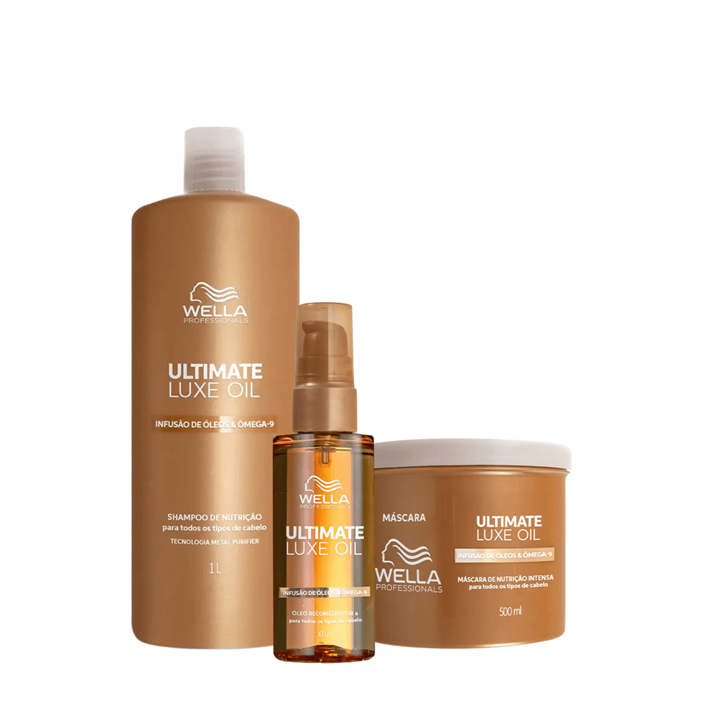 Kit Ultimate Luxe Oil Wella Professionals Shampoo 1L + Máscara 500ml + Óleo 100ml