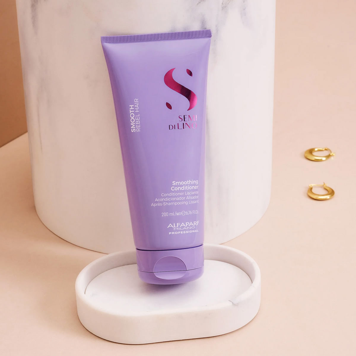 Kit Semi di Lino Smooth Alfaparf Shampoo 250ml + Máscara 200ml + Leave-in 12ml + Condicionador 200ml