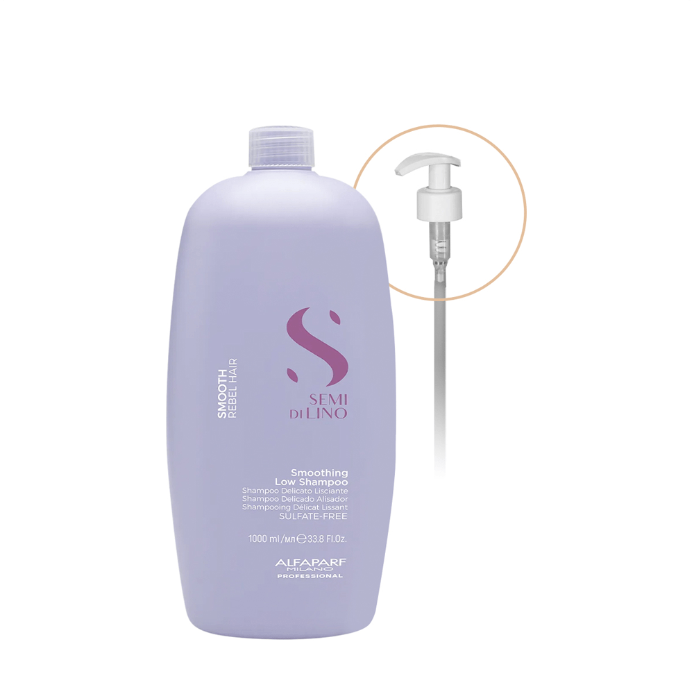 Kit Alfaparf Shampoo Semi Di Lino Smooth 1l + Válvula Pump