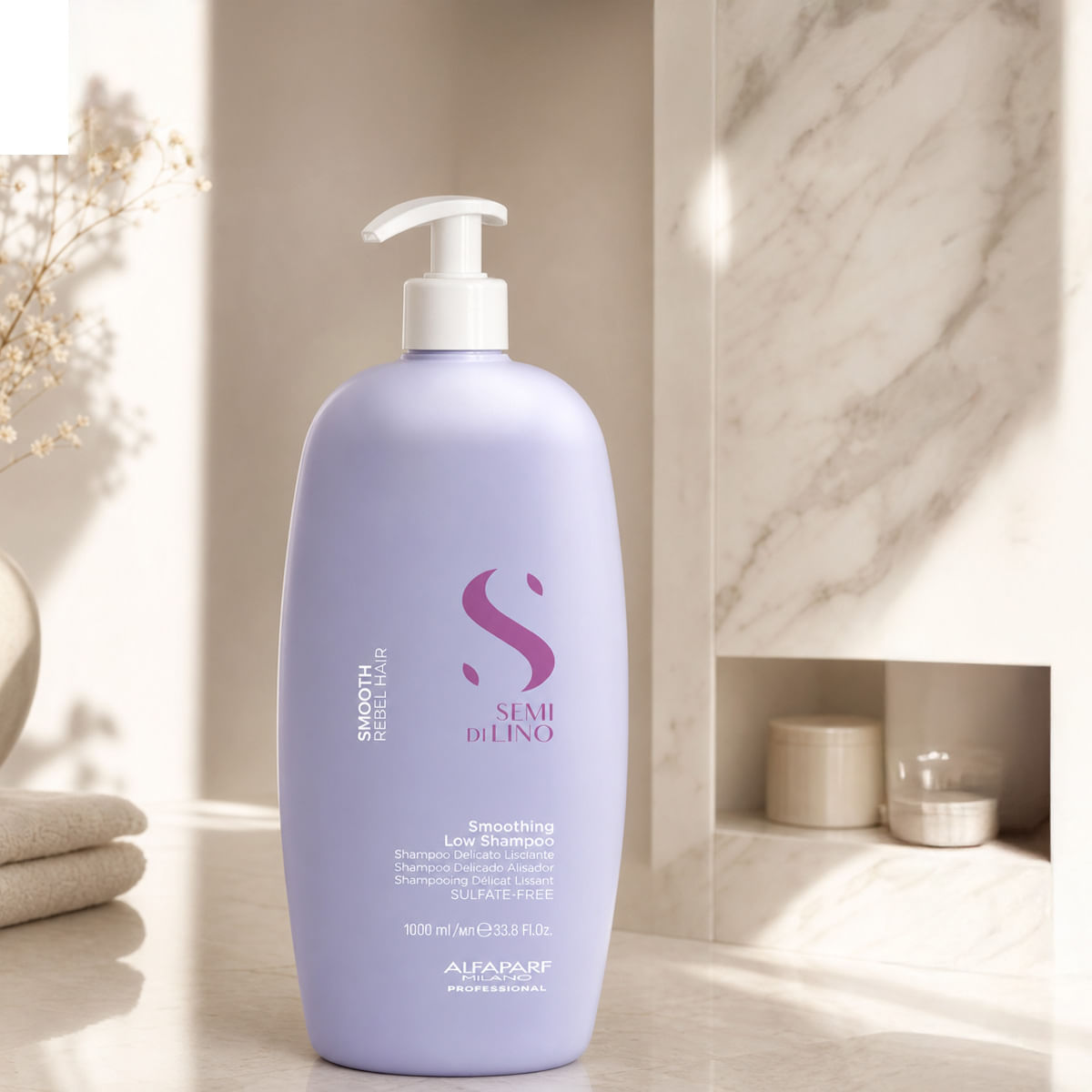 Kit Alfaparf Shampoo Semi di Lino Smooth 1L + Válvula Pump