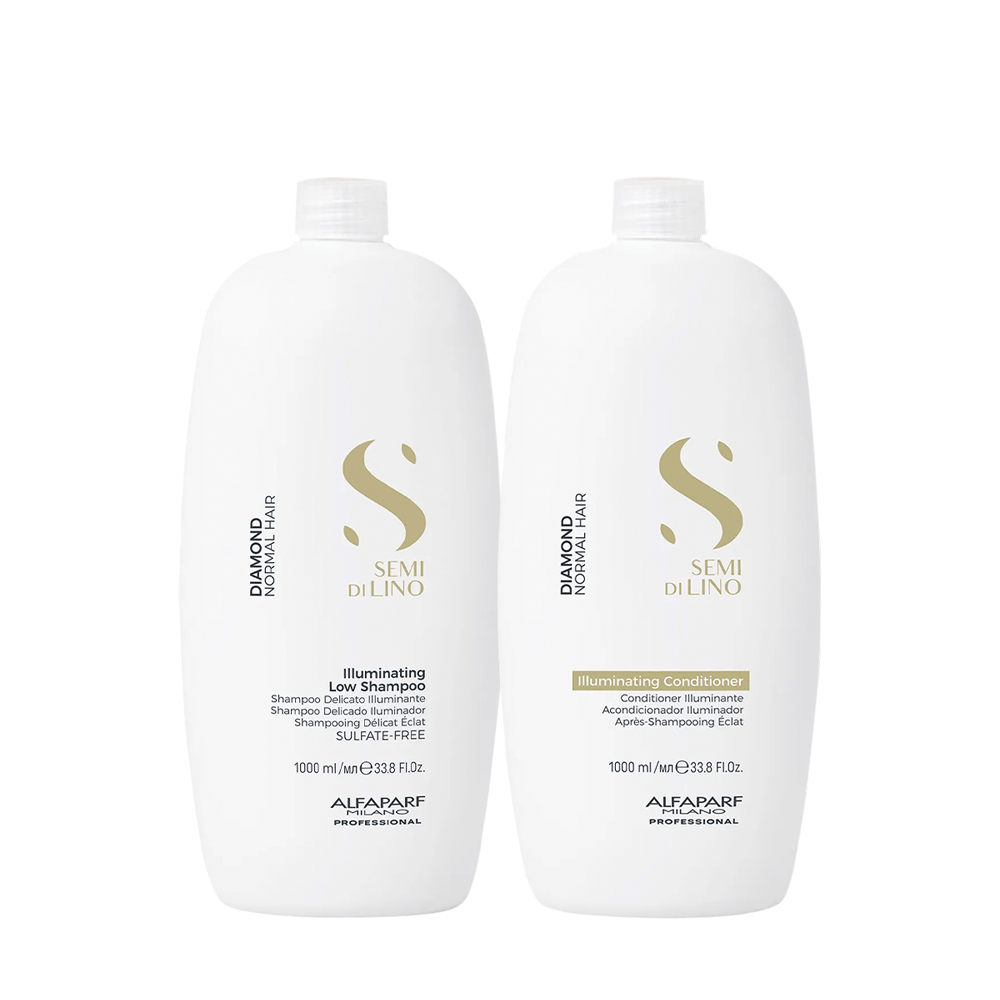 Kit Semi di Lino Diamond Illuminating Alfaparf Shampoo 1L + Condicionador 1L