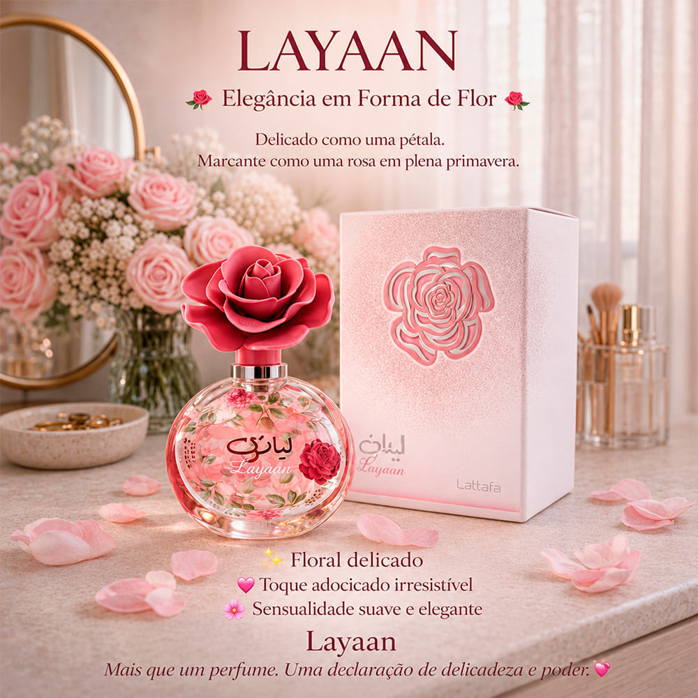 Perfume Árabe Feminino Layaan Eau de Parfum Lattafa 75ml