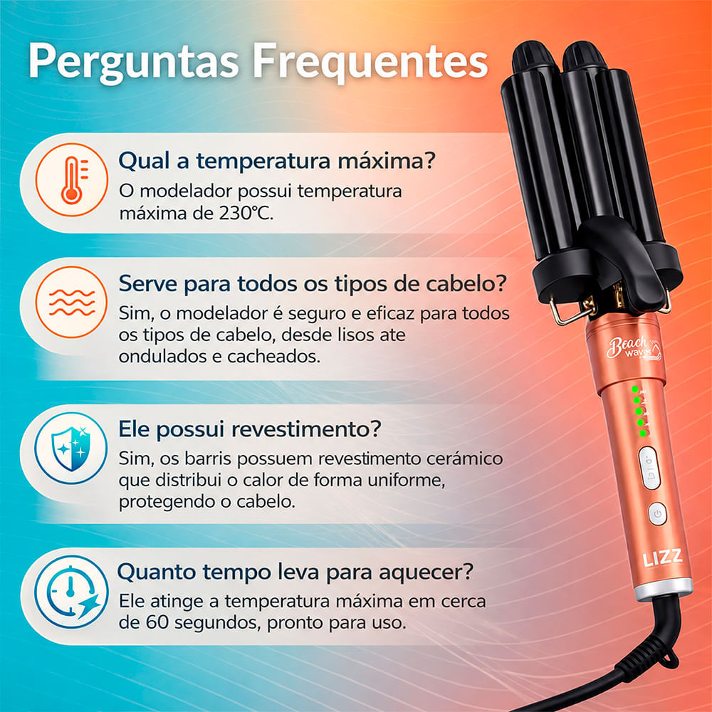 Modelador de Cachos Lizz Professional Beach Waves Triondas Bivolt