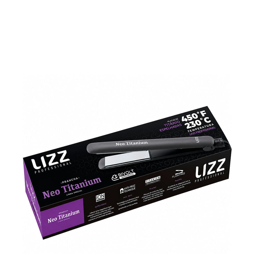 Chapinha de Cabelo Lizz Professional Neo Titanium Cinza 230°C/450°F Bivolt