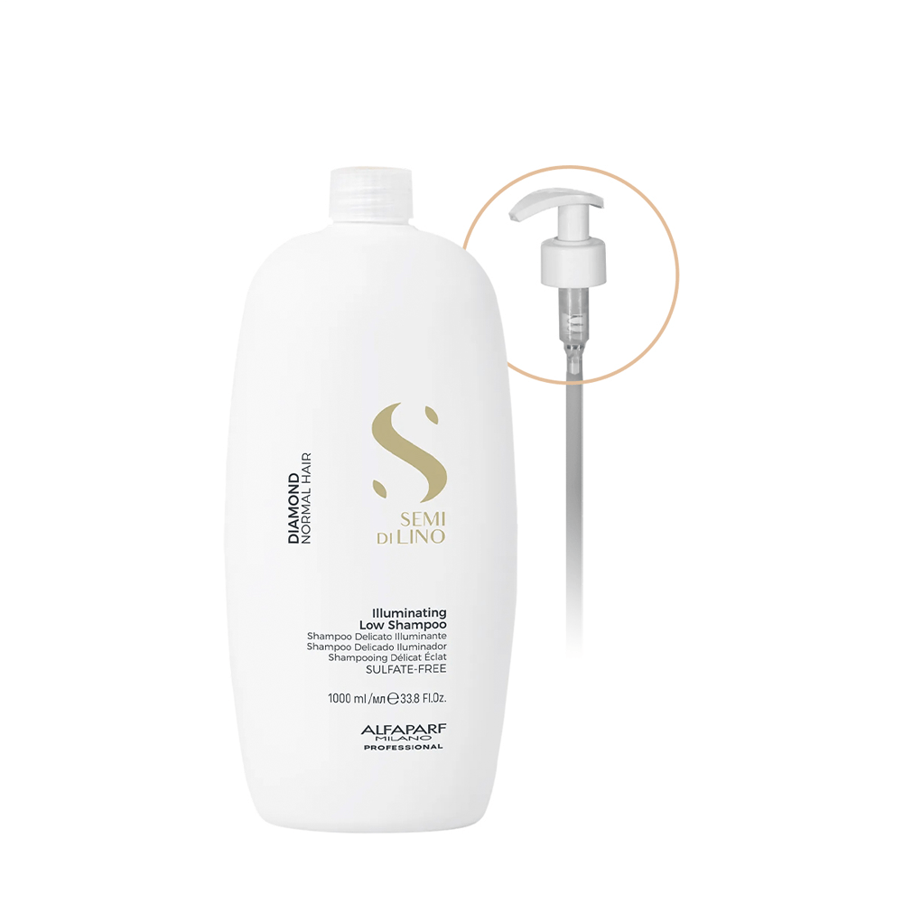 Kit Shampoo Semi Di Lino Diamond Illuminating Alfaparf 1l + Válvula Pump
