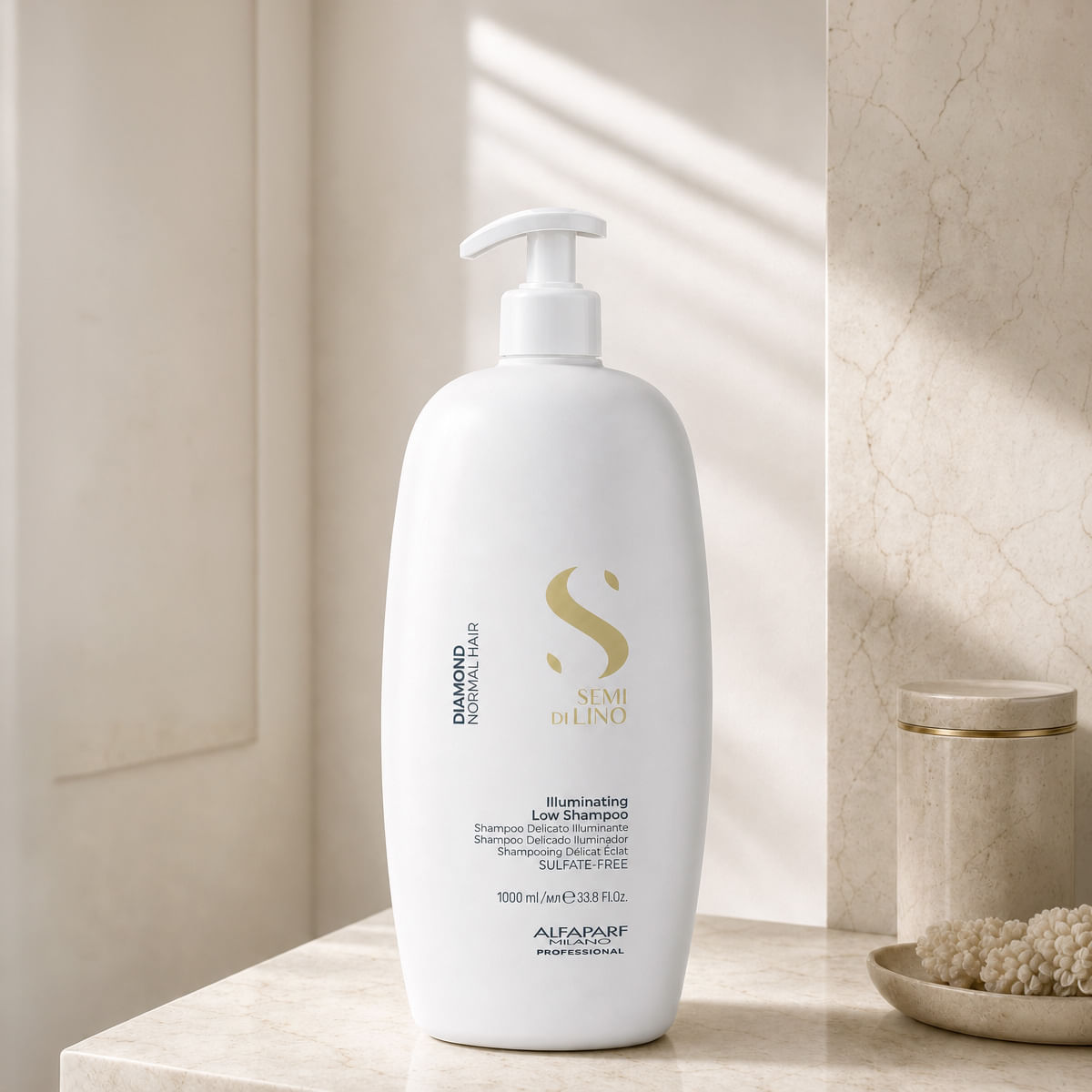 Kit Shampoo Semi di Lino Diamond Illuminating Alfaparf 1L + Válvula Pump