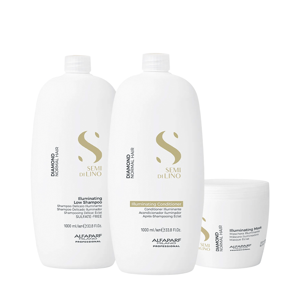 Kit Semi Di Lino Diamond Illuminating Alfaparf Shampoo 1l + Condicionador 1l + Máscara 500ml