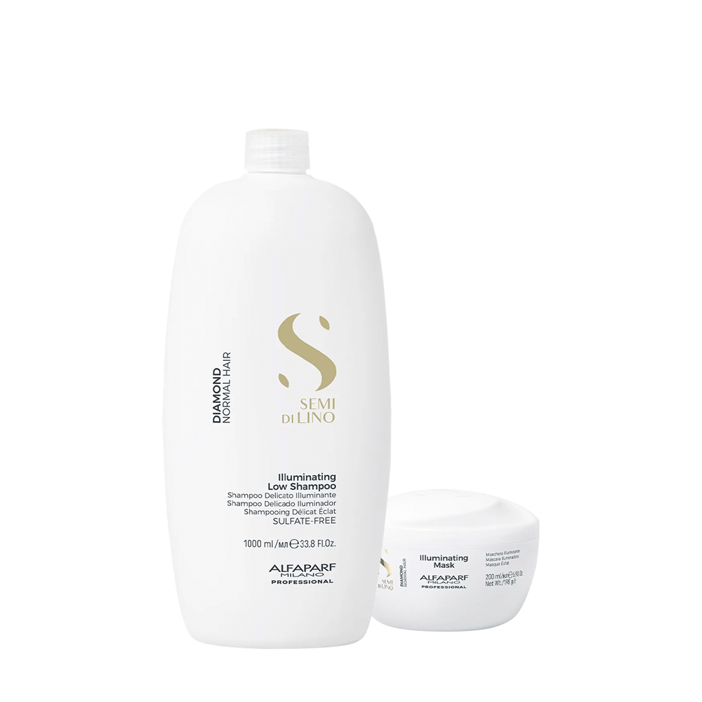 Kit Semi di Lino Diamond Illuminating Alfaparf Shampoo 1L + Máscara 200ml