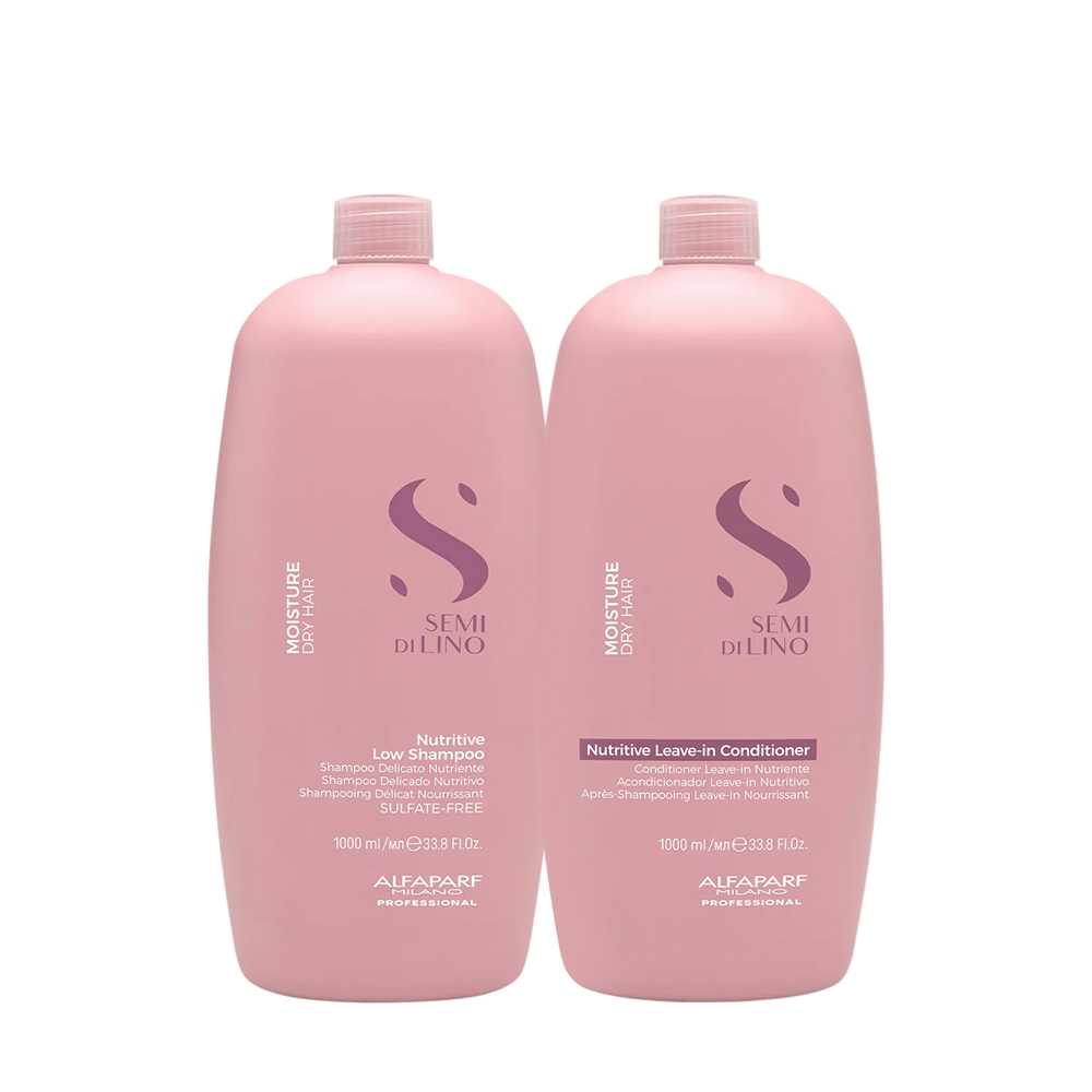 Kit Semi Di Lino Moisture Nutritive Alfaparf Shampoo 1l + Leave-in 1l