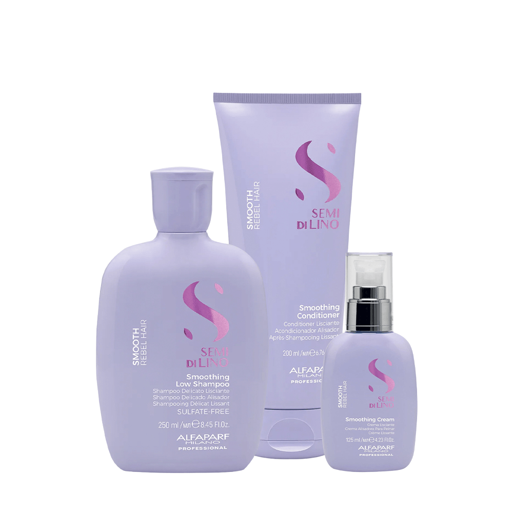 Kit Semi di Lino Smooth Alfaparf Shampoo 250ml + Condicionador 200ml + Leave-in 125ml