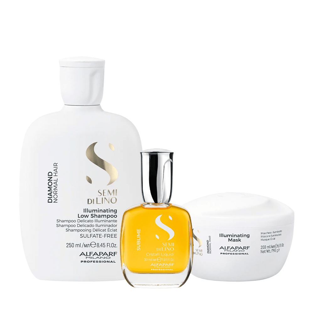 Kit Semi Di Lino Diamond E Sublime Alfaparf Shampoo 250ml + Máscara 200ml + Óleo 30ml