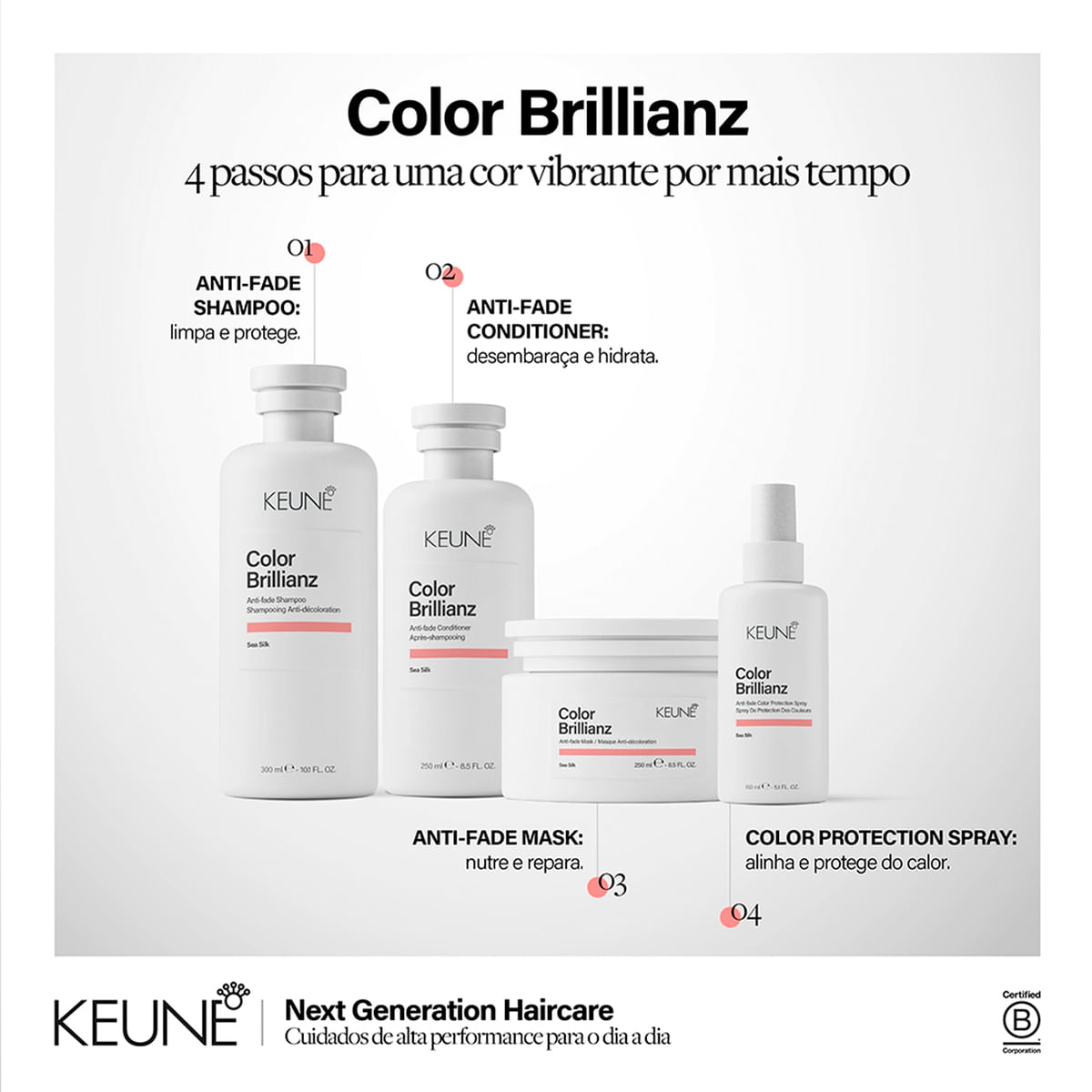 Kit Color Brillianz Keune Shampoo 1L + Máscara 500ml