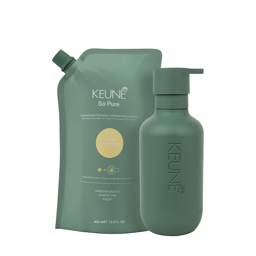 Kit So Pure Restore Keune Refil Shampoo 400ml + Frasco Com Pump