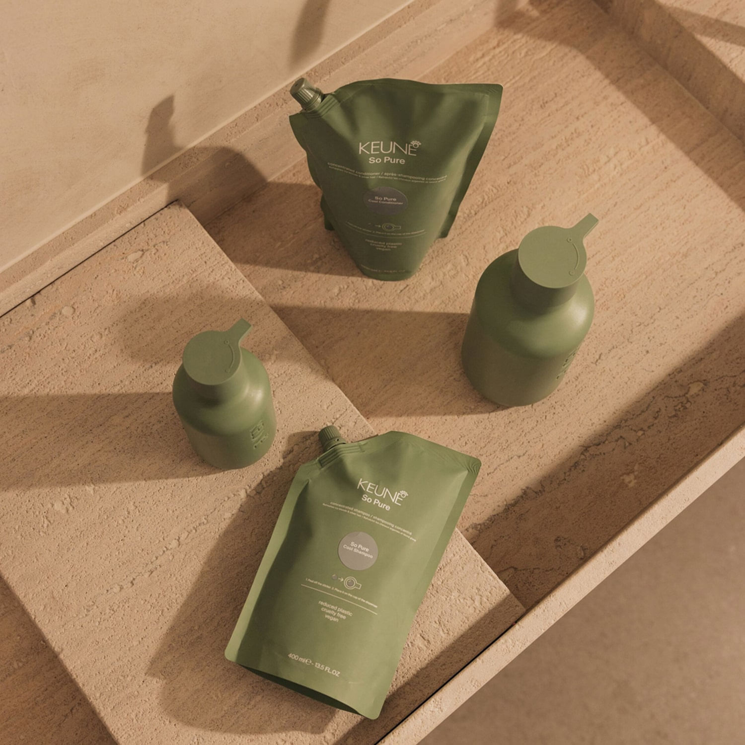 Kit So Pure Cool Keune Refil Shampoo 400ml + Frasco com Pump