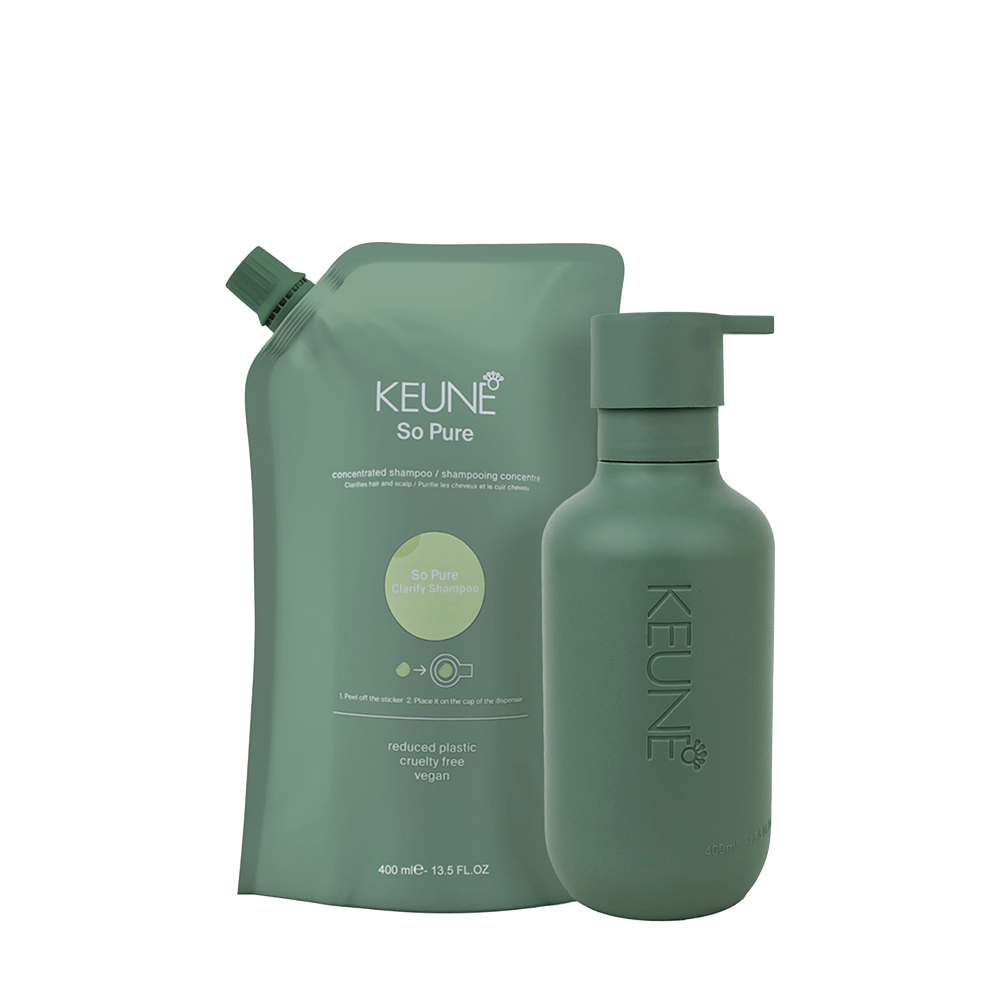 Kit So Pure Clarify Keune Refil Shampoo 400ml + Frasco com Pump