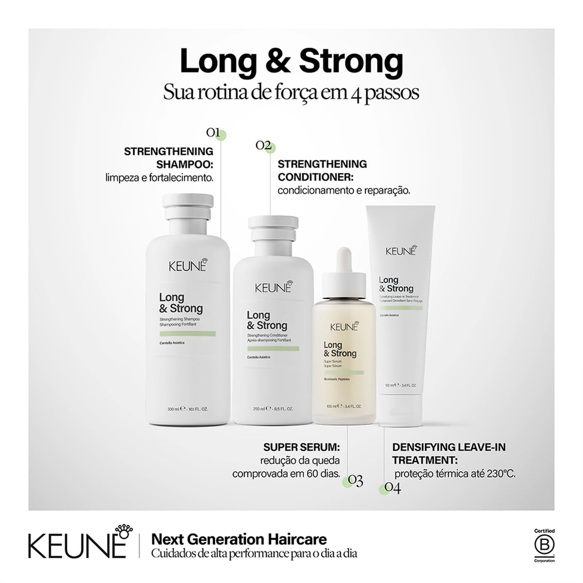 Kit Long & Strong Keune Shampoo 1L + Condicionador 1L