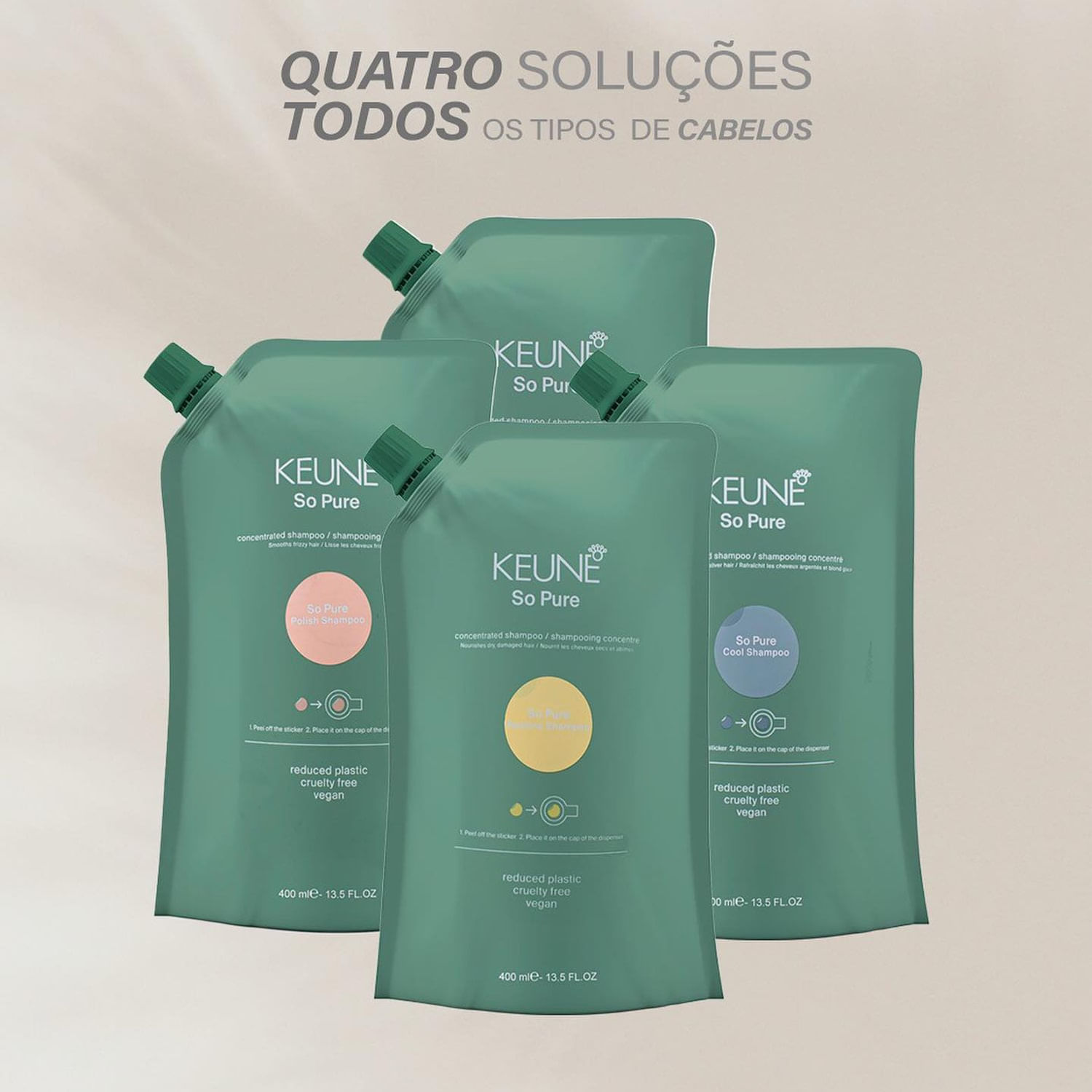 Kit So Pure Restore Keune Refil Shampoo 400ml + Refil Condicionador 400m + Frasco com Pump