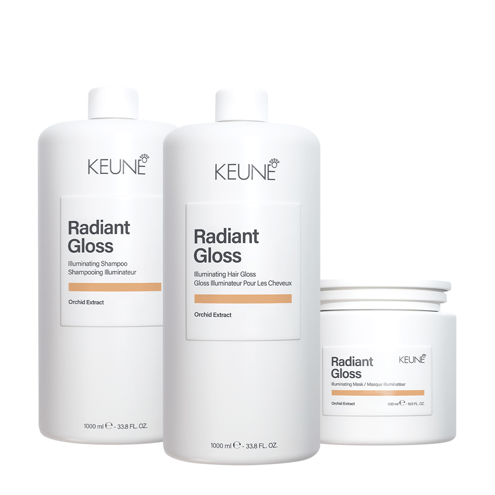 Kit Radiant Gloss Salon Total Keune Shampoo 1L + Condicionador 1L + Máscara Capilar 500ml