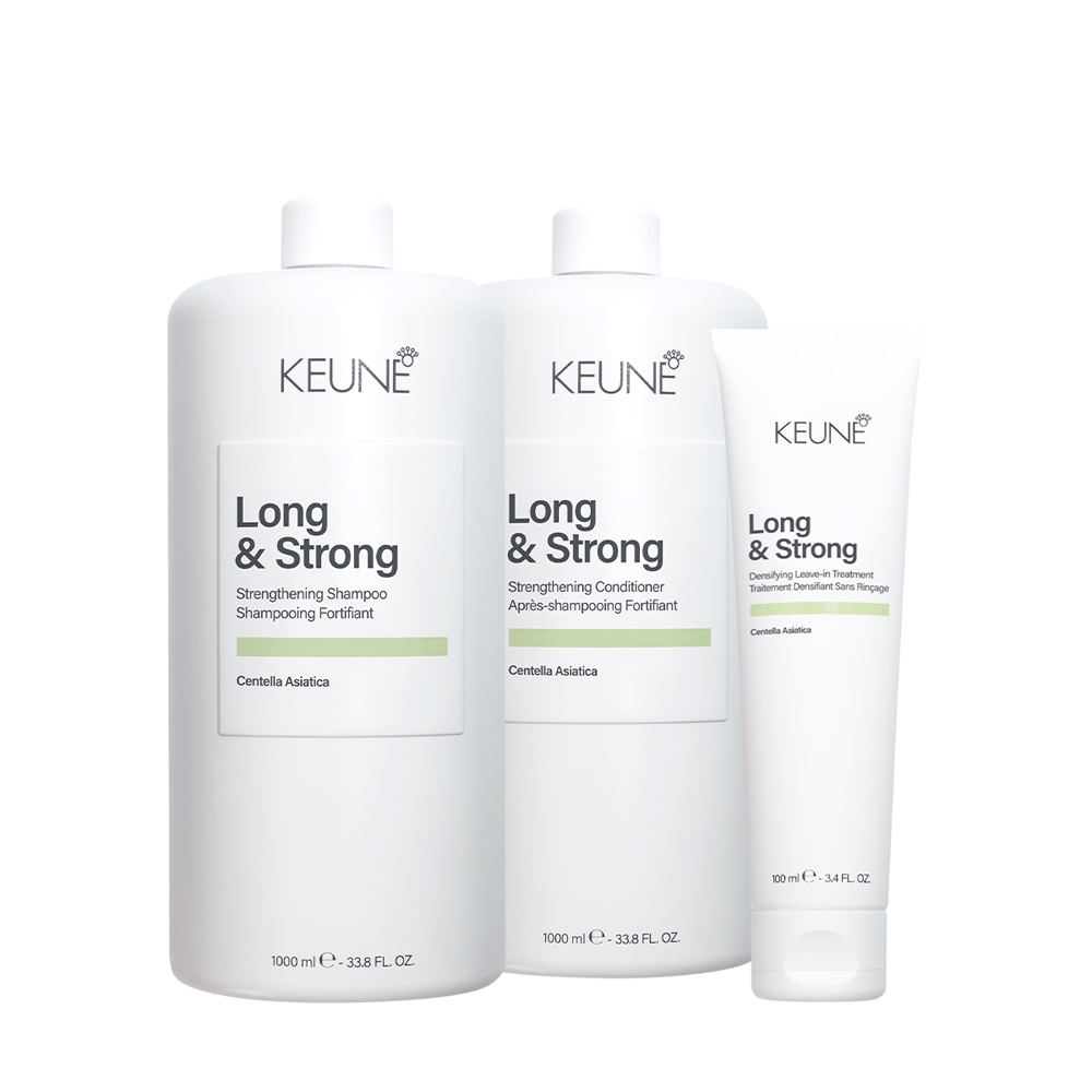 Kit Long & Strong Keune Shampoo 1l + Condicionador 1l + Leave-in 100ml