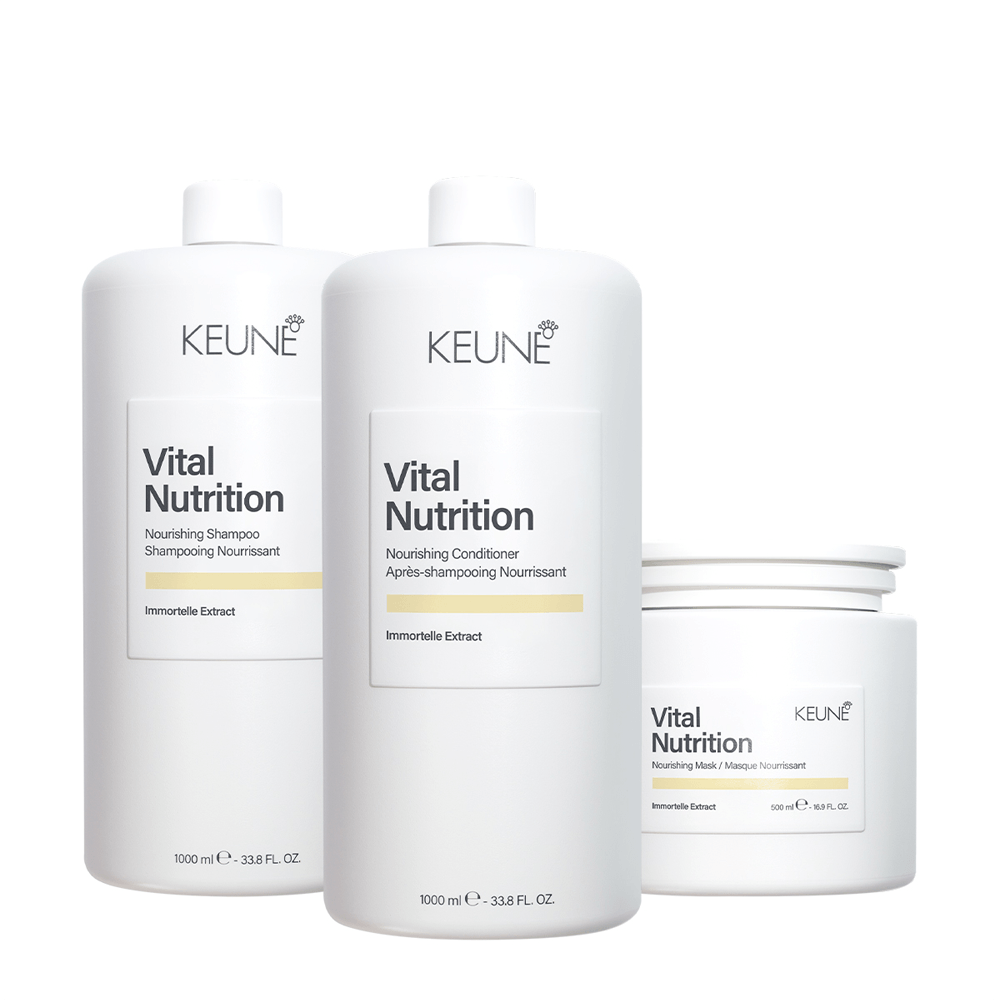 Kit Vital Nutrition Keune Shampoo 1l + Condicionador 1l + Máscara Capilar 500ml