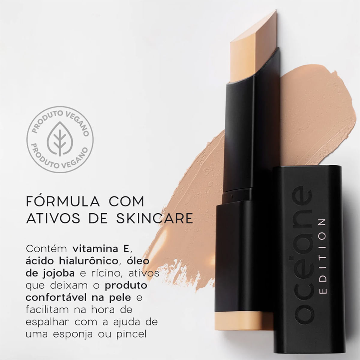 Kit Edition Foundation Océane Base em Bastão 8g + Esponja de Maquiagem Azul