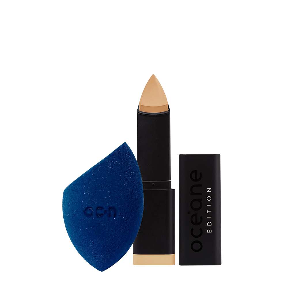 Kit Edition Foundation Océane Base Em Bastão 8g + Esponja De Maquiagem Azul