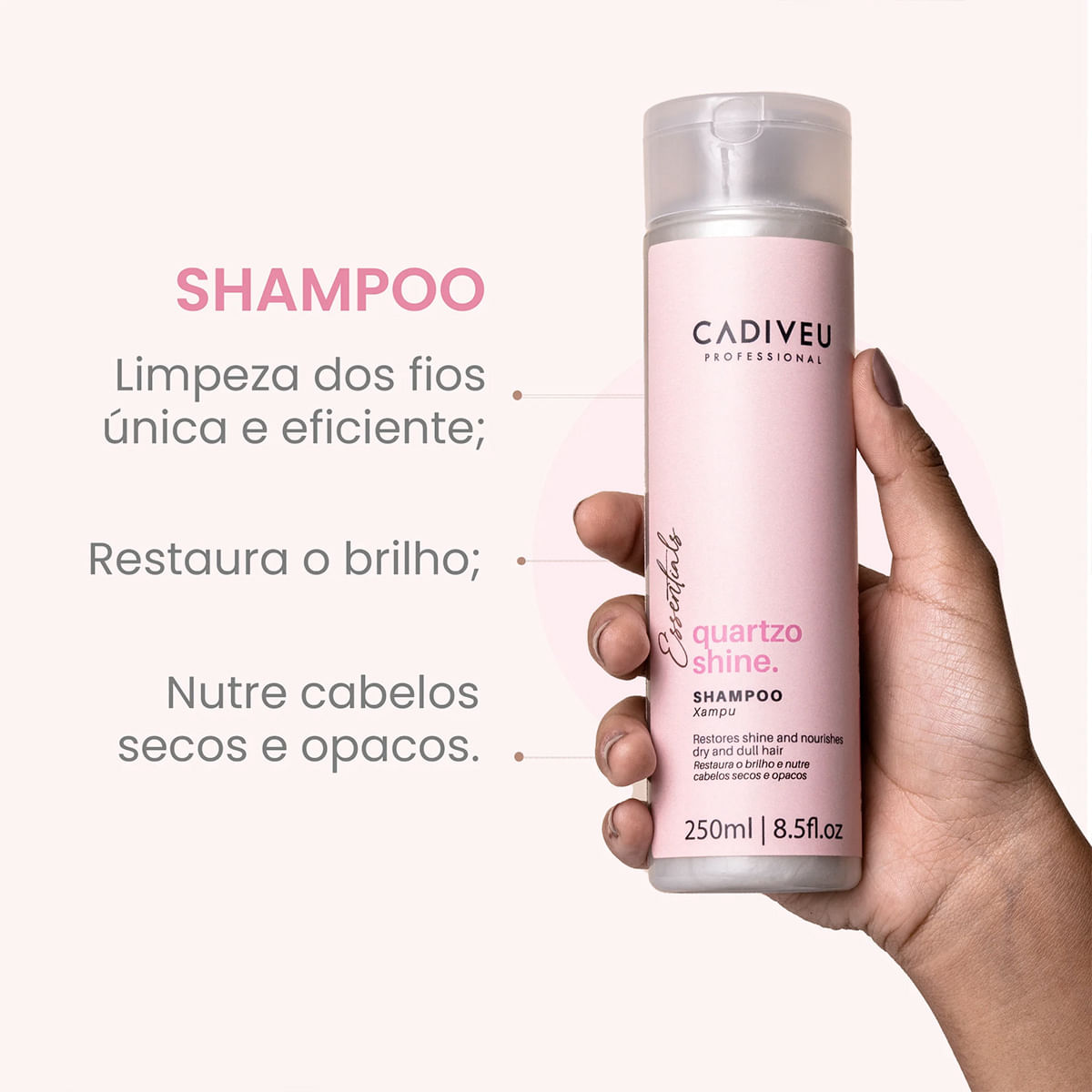 Kit Essentials Quartzo Shine Cadiveu Professional Shampoo 250ml + Condicionador 250ml + Óleo 65ml