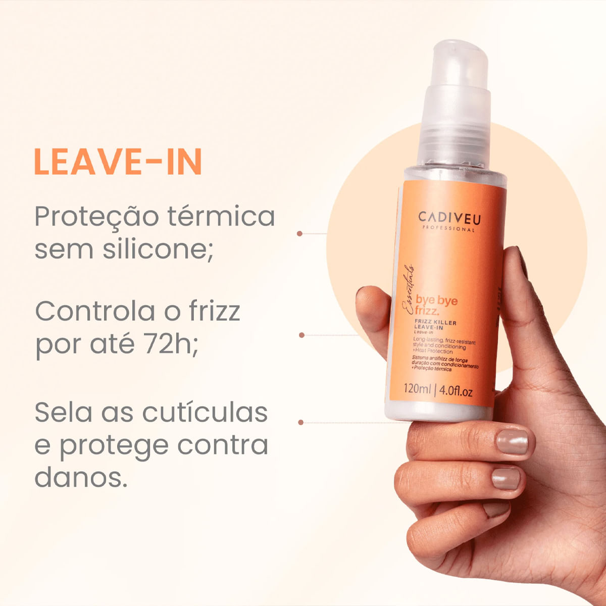 Kit Escova Secadora Taiff Easy 1200W 127V + Leave-in Bye Bye Frizz Cadiveu 120ml
