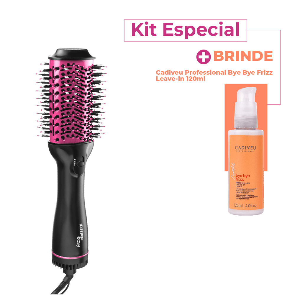 Kit Escova Secadora Taiff Easy 1200w 127v + Leave-in Bye Bye Frizz Cadiveu 120ml