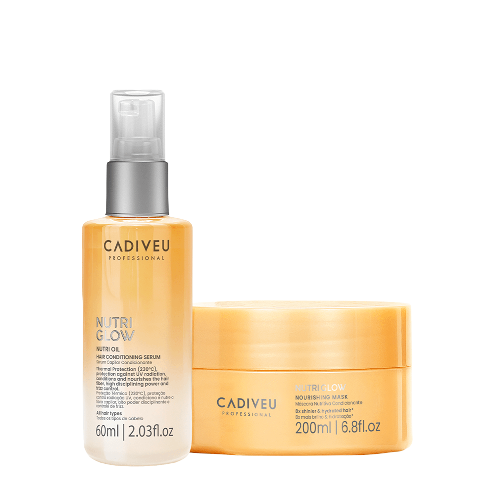 Kit Nutri Glow Cadiveu Professional Máscara Nutritiva Condicionante 200ml + Óleo Capilar 60ml