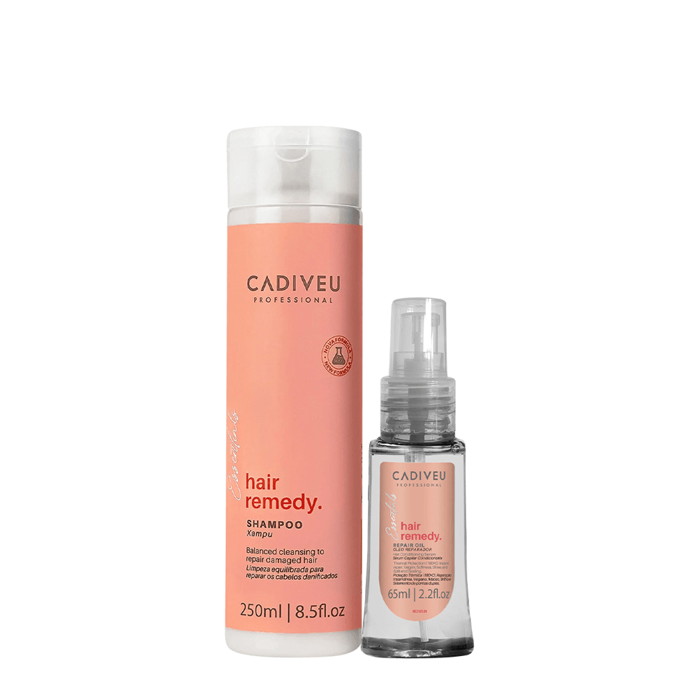 Kit Hair Remedy Cadiveu Shampoo 250ml + Óleo Capilar 65ml