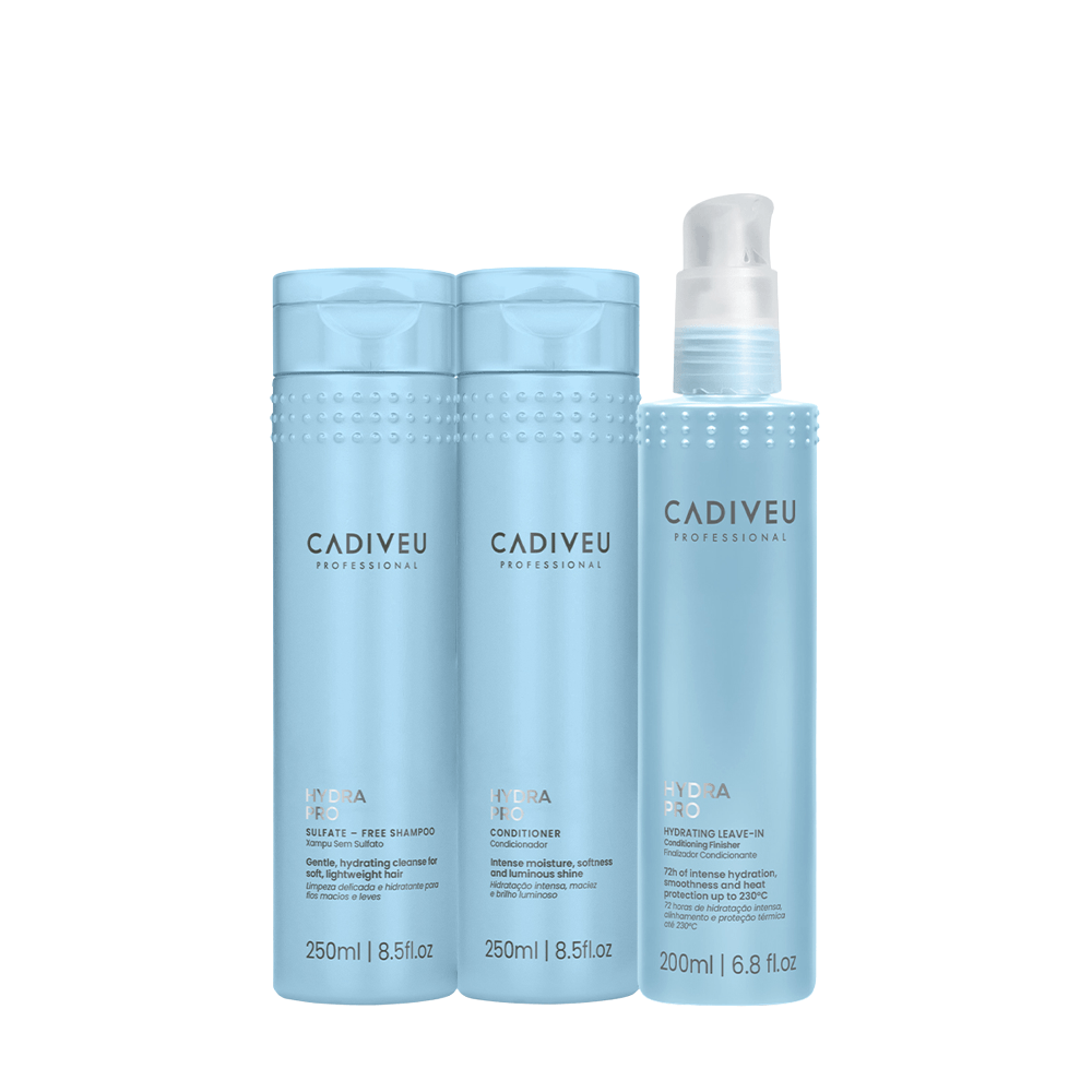 Kit Hydra Pro Cadiveu Professional Shampoo 250ml + Condicionador 250ml + Leave-in Condicionante 200ml