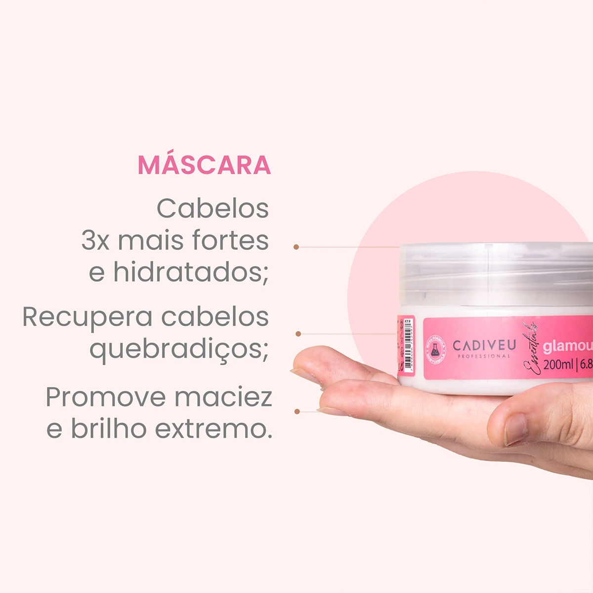 Kit Glamour Cadiveu Professional Shampoo 250ml + Condicionador 250ml + Máscara 200ml + Leave-in 200ml + Óleo Capilar 30ml